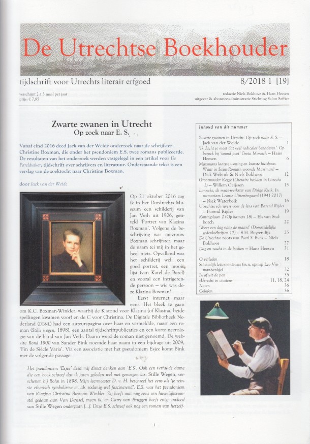Bokhove & Hans Heesen (red.), Niels - De Utrechtse Boekhouder, tijdschrift voor Utrechts literair erfgoed. Nr.19.