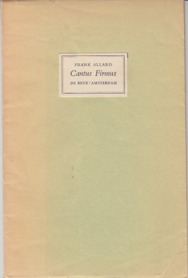 Allard, Frank - Cantus Firmus. Gedichten.