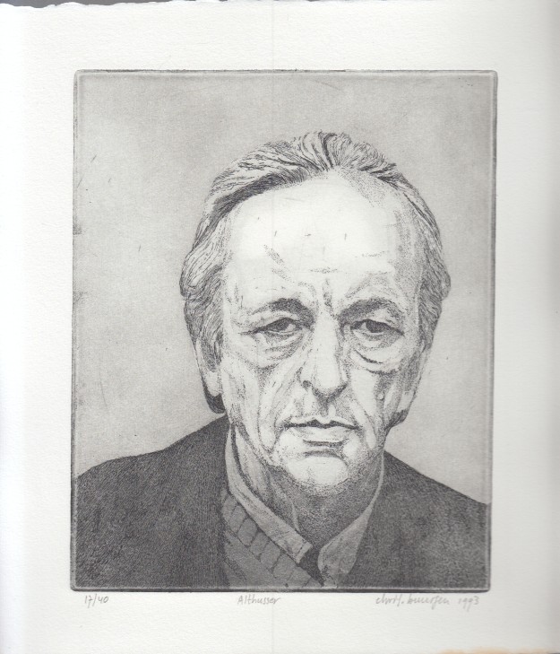 Buursen, Chris - Portret van Louis Althusser. Ets.