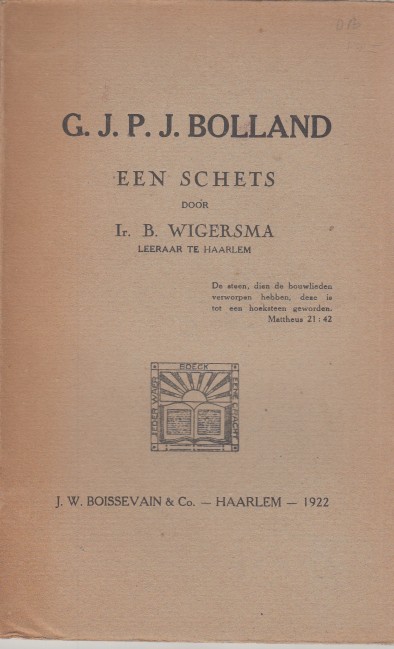 Wigersma, B. - G.J.P.J. Bolland. Een schets.