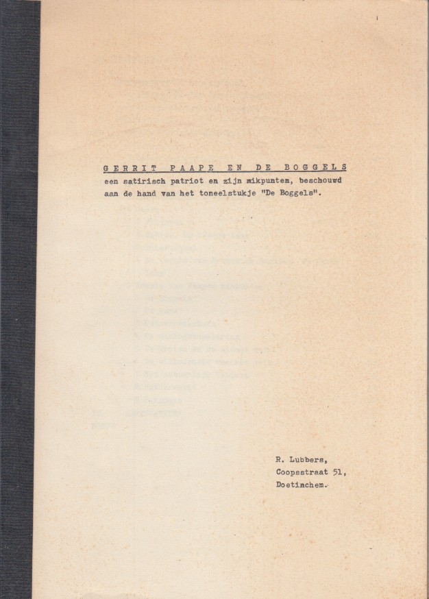 Lubbers, R. - Gerrit Paape en de Boggels.
