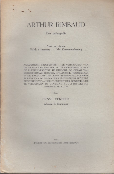 Verbeek, E. - Arthur Rimbaud, een pathografie.