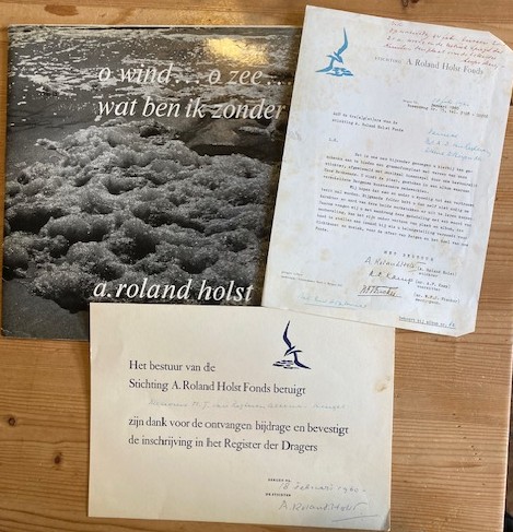 Roland Holst, A. - O wind... o zee... wat ben ik zonder u. LP met diploma.