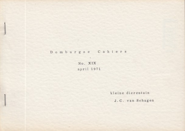 Schagen, J.C. van - Domburgse Cahiers XIX.