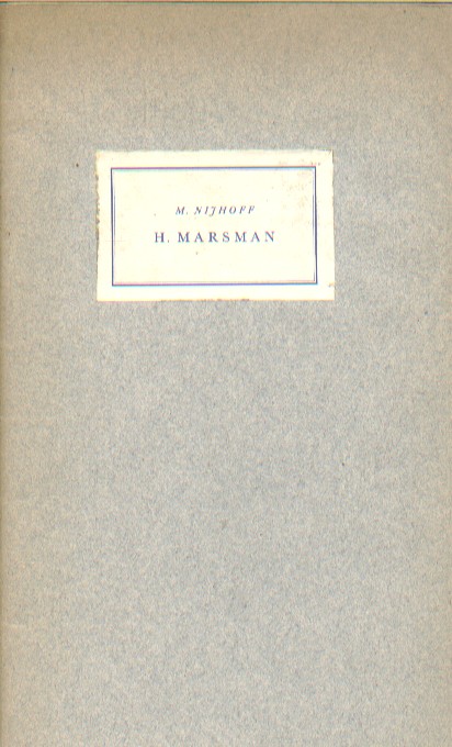 NIJHOFF, M. - Toespraak, gehouden bij de opening van een Marsman-tentoonstelling in den boekhandel Broese te Utrecht op zaterdag 5 october 1940.