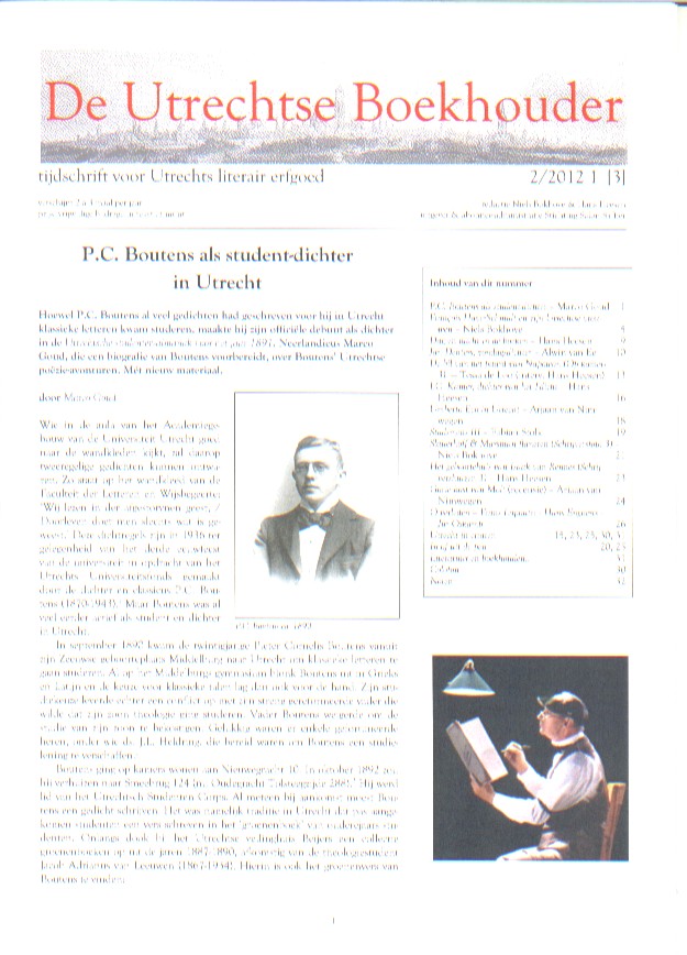 Bokhove & Hans Heesen (red.), Niels - De Utrechtse Boekhouder, tijdschrift voor Utrechts literair erfgoed. Nr. 3.