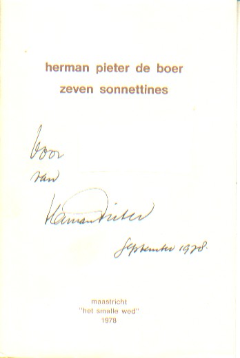 Boer, Herman Pieter de - Zeven sonnettines.