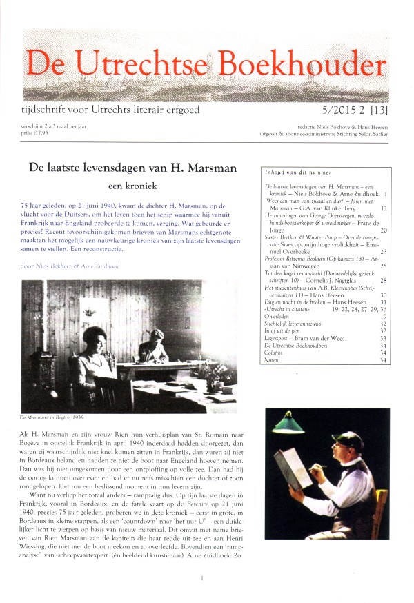 Bokhove & Hans Heesen (red.), Niels - De Utrechtse Boekhouder, tijdschrift voor Utrechts literair erfgoed. Nr.13.