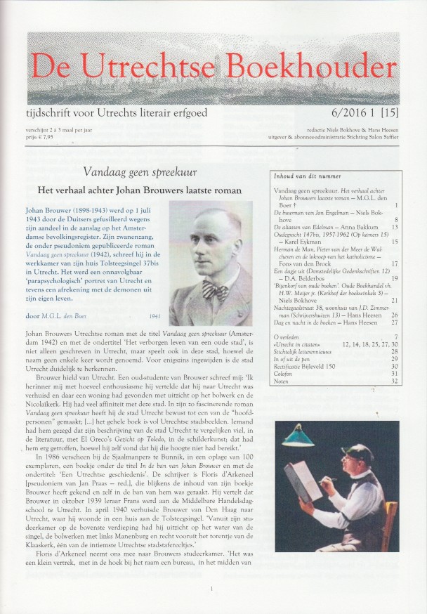 Bokhove & Hans Heesen (red.), Niels - De Utrechtse Boekhouder, tijdschrift voor Utrechts literair erfgoed. Nr.15.