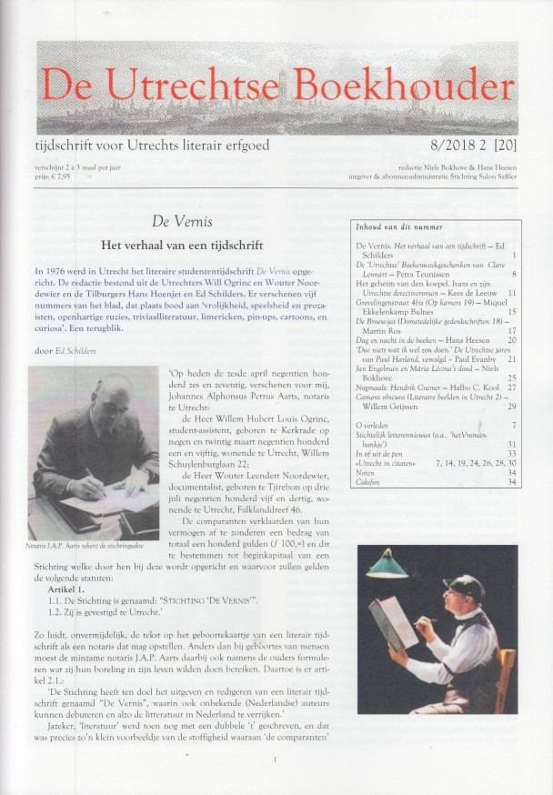 Bokhove & Hans Heesen (red.), Niels - De Utrechtse Boekhouder, tijdschrift voor Utrechts literair erfgoed. Nr. 20.